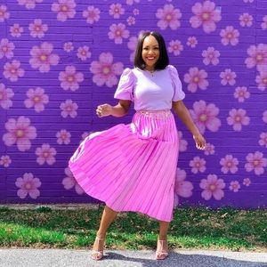 Purple ASOS Pleated Midi Skirt